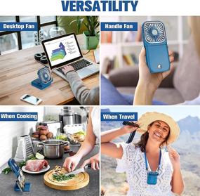 img 2 attached to 🌬️ TeochewTech Mini USB Rechargeable Portable Necklace Fan F30-BLUE: 3 Speeds, Adjustable Wind, Cell Phone Stand - Perfect for Women, Girls, Office, Outdoor, and Travel