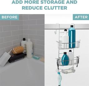 img 2 attached to 🚿 Zenna Home Over-The-Shower Door Caddy: Chrome 7803SS - Optimize Bathroom Storage Space!