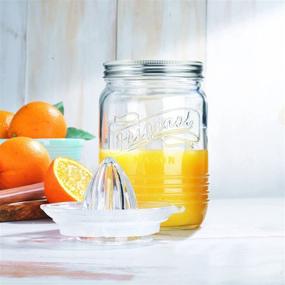 img 2 attached to 🍊 Mason Jar Citrus Juicer with Stainless Steel Lid - 3-Piece Glavers Original Glass Canning Jar (33.8 Oz) with Reamer and Lid - Manual Squeezer for Orange Juice, Lemonade, and More