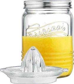 img 4 attached to 🍊 Mason Jar Citrus Juicer with Stainless Steel Lid - 3-Piece Glavers Original Glass Canning Jar (33.8 Oz) with Reamer and Lid - Manual Squeezer for Orange Juice, Lemonade, and More