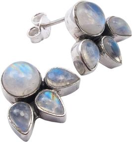 img 2 attached to SilverStarJewel Silver Rainbow Moonstone Earrings Girls' Jewelry