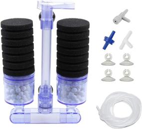 img 2 attached to 🐠 Ultimate AQUANEAT Double Bio Sponge Filter: Powerful & Silent Aquarium Filter for Betta Fry Shrimp Tanks with Ceramic Media Balls, Airline Tubing, Air Pump Valves, Suction Cups