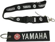 🏍️ ewein 1pc black lanyard + 1pc tag embroidered keychain motorcycle superbike scooter car atv utv house keys chain office id biker accessories compatible with yamaha logo