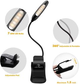 img 2 attached to 📚 LENCENT Book Light: 70 Hours Rechargeable 7 LED Reading Light with 3 Brightness & 3 Color Options, Eye Protection Clip Lamp for Kids & Bookworms - Perfect Gift Choice (Warm/White/Mixed)