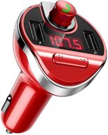 upgraded bluetooth fm transmitter for car - wireless fm radio transmitter adapter car kit with dual usb charging ports, hands-free calling, u disk, tf card mp3 music player- red logo