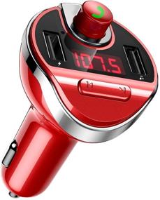 img 4 attached to Upgraded Bluetooth FM Transmitter for Car - Wireless FM Radio Transmitter Adapter Car Kit with Dual USB Charging Ports, Hands-Free Calling, U Disk, TF Card MP3 Music Player- Red