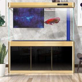 img 1 attached to 🐠 POPETPOP Fish Tank Sticker Background - Blue Starry Sky Aquarium Backdrop - PVC Adhesive Decor Paper Cling Decals Poster - 24" W x 16" H