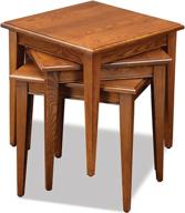 medium oak stacking set of three leick home solid wood accent tables with hand applied finish logo