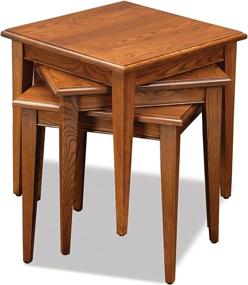 img 4 attached to Medium Oak Stacking Set of Three Leick Home Solid Wood Accent Tables with Hand Applied Finish