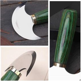 img 2 attached to 🔪 Small Leather Working Knife with Wooden Handle for Cutting, Trimming, and Engraving - DIUDUS Round Head Leather Knife