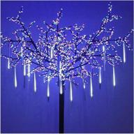 omgai led meteor shower rain lights - waterproof drop icicle snow falling raindrop 30cm 8 tubes cascading lights: perfect for wedding, xmas & home décor, cool white logo