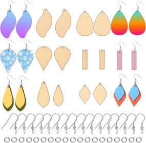 img 4 attached to 🧵 DIY Craft Making Kit: 120 Unfinished Wooden Earrings & Pendants with Earring Hooks and Jump Rings for Women's Jewelry