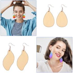 img 1 attached to 🧵 DIY Craft Making Kit: 120 Unfinished Wooden Earrings & Pendants with Earring Hooks and Jump Rings for Women's Jewelry