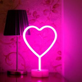 img 4 attached to LED Neon Heart Light Night Light for Bedroom Decor, Heart Shaped Neon Sign with Holder Base - Perfect Mothers Day Gift