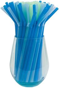 img 1 attached to 🥤 300-Pack Flexi-Strawz Disposable Straws - Flexible Straws for Drinking, Kids and Adults - Ideal Straws for Parties - Blue and Green Colored Straws - Set of 3 Packs