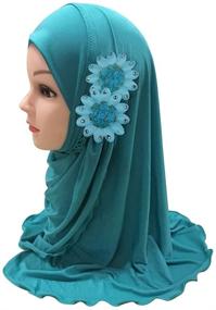 img 3 attached to Модные анти-УФ аксессуары для девочек исламского образа жизни RUIXIA с цветами