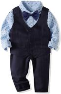 👔 boys' 4 piece vest set in blue shirt with bowtie, vest, and pant by abolai logo