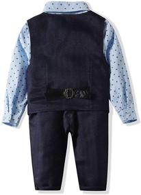 img 3 attached to 👔 Boys' 4 Piece Vest Set in Blue Shirt with Bowtie, Vest, and Pant by Abolai