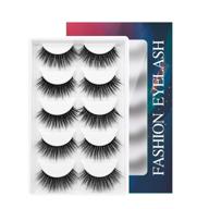 👁️ 5d faux mink eyelashes - handmade luxurious fluffy natural false eyelashes - long soft reusable dramatic eyelashes - 5 pairs (5d-o5) logo