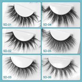 img 3 attached to 👁️ 5D Faux Mink Eyelashes - Handmade Luxurious Fluffy Natural False Eyelashes - Long Soft Reusable Dramatic Eyelashes - 5 Pairs (5D-O5)