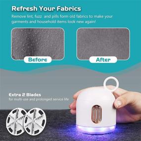 img 1 attached to 🧥 Enhanced Fabric Lint Shaver USB Rechargeable Vewitcher Sweater Shaver with LED Light, 6 Replaceable Blades - Effortlessly Removes Pill & Fuzz 60% Faster