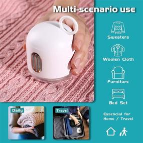 img 2 attached to 🧥 Enhanced Fabric Lint Shaver USB Rechargeable Vewitcher Sweater Shaver with LED Light, 6 Replaceable Blades - Effortlessly Removes Pill & Fuzz 60% Faster