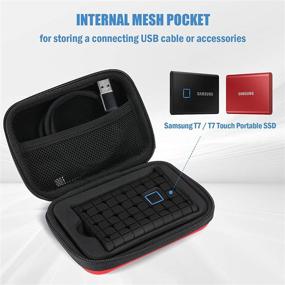 img 3 attached to 🔴 ProCase Samsung T7 / T7 Touch Portable SSD Carrying Case with Silicone Cover, EVA Shockproof Storage Travel Organizer for Samsung T7 Touch Portable 500GB 1TB 2TB USB Solid State Drives - Red