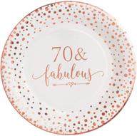 🎉 crisky 70 fabulous disposable plates for women 70th birthday decorations rose gold dessert - 50 count, 9 inches logo