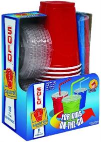 img 1 attached to 15-Pack of Solo 9 Oz 🥤 Red Plastic Cups with Lids and Straws