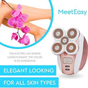 img 3 attached to 🪒 Meeteasy Rechargeable Electric Leg Shaver for Women - Painless Lady Razor for Legs, Face, Lips, Body, Underarms, and Armpits - Cordless Bikini Trimmer