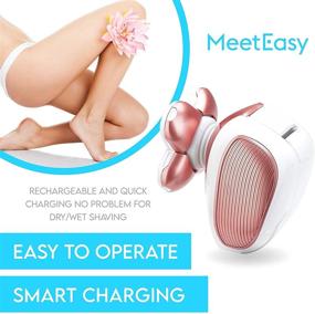 img 2 attached to 🪒 Meeteasy Rechargeable Electric Leg Shaver for Women - Painless Lady Razor for Legs, Face, Lips, Body, Underarms, and Armpits - Cordless Bikini Trimmer