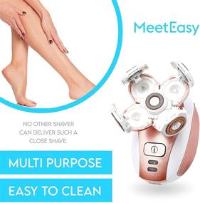 img 1 attached to 🪒 Meeteasy Rechargeable Electric Leg Shaver for Women - Painless Lady Razor for Legs, Face, Lips, Body, Underarms, and Armpits - Cordless Bikini Trimmer