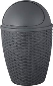img 3 attached to 🗑️ Superio 7.5 Qt. Charcoal Gray Round Trash Can with Roll Up Lid - Compact Wicker Trash Bin for Bathroom, Office