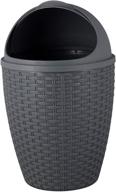 🗑️ superio 7.5 qt. charcoal gray round trash can with roll up lid - compact wicker trash bin for bathroom, office logo