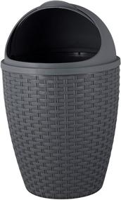 img 4 attached to 🗑️ Superio 7.5 Qt. Charcoal Gray Round Trash Can with Roll Up Lid - Compact Wicker Trash Bin for Bathroom, Office