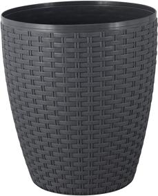 img 1 attached to 🗑️ Superio 7.5 Qt. Charcoal Gray Round Trash Can with Roll Up Lid - Compact Wicker Trash Bin for Bathroom, Office