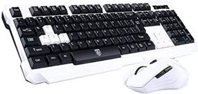 img 4 attached to Soke-Six Wireless Gaming Keyboard Mouse Combo, Waterproof Multimedia 2.4GHz, Ergonomic USB Cordless Mouse with DPI Control for PC Laptop Desktop (White)