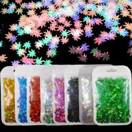 holographic weed leaf glitter flakes - iridescent cannabis leaves confetti for crafts, nail art, epoxy resin, festival makeup & more - 80g (weed leaf) logo