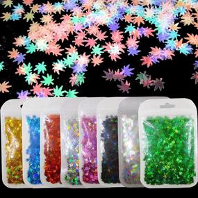 img 4 attached to Holographic Weed Leaf Glitter Flakes - Iridescent Cannabis Leaves Confetti for Crafts, Nail Art, Epoxy Resin, Festival Makeup & More - 80g (Weed Leaf)