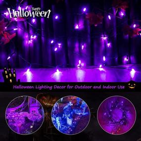 img 3 attached to 🎃 17.8 Feet 50 LED Halloween Purple String Lights - 2 Pack Battery Operated Fairy Lights for Outdoor Indoor Decoration - Waterproof, 8 Modes - Ideal for Christmas Tree, Holiday Party, Patio Décor