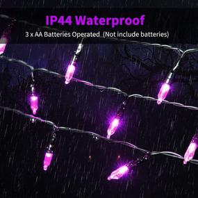 img 1 attached to 🎃 17.8 Feet 50 LED Halloween Purple String Lights - 2 Pack Battery Operated Fairy Lights for Outdoor Indoor Decoration - Waterproof, 8 Modes - Ideal for Christmas Tree, Holiday Party, Patio Décor