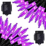 🎃 17.8 feet 50 led halloween purple string lights - 2 pack battery operated fairy lights for outdoor indoor decoration - waterproof, 8 modes - ideal for christmas tree, holiday party, patio décor logo