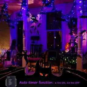 img 2 attached to 🎃 17.8 Feet 50 LED Halloween Purple String Lights - 2 Pack Battery Operated Fairy Lights for Outdoor Indoor Decoration - Waterproof, 8 Modes - Ideal for Christmas Tree, Holiday Party, Patio Décor