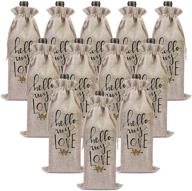 🍷 set of 12 reusable canvas wine bags with drawstring burlap - blank wine gift bags for teacher appreciation gifts, wine tasting party supplies, and storage pouches логотип