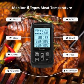 img 3 attached to 🌡️ Wireless Digital Meat Thermometer with 4 Probes, Extended 300ft Range, Large LCD Backlit Screen, Remote Cooking Food Thermometer Ideal for BBQ, Grill, Steak, Turkey, Oven