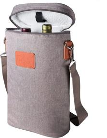 img 4 attached to 🍷 Insulated Wine Tote - Vegan Leather 2 Bottle Wine Carrier | Corkscrew Pocket and Shoulder Strap Included