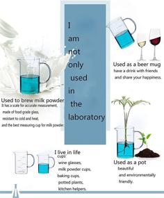 img 1 attached to 🔬 KINNOSE Graduated Beaker Mug with Handle and Bamboo Lid - 500ml Borosilicate Glass Multi-Function Measuring Cup, Durable & Food Grade