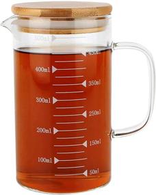 img 4 attached to 🔬 KINNOSE Graduated Beaker Mug with Handle and Bamboo Lid - 500ml Borosilicate Glass Multi-Function Measuring Cup, Durable & Food Grade