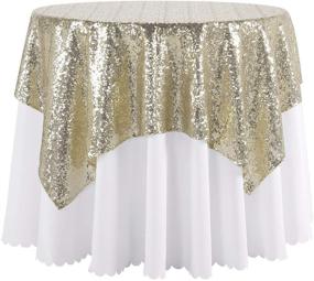 img 4 attached to 🍾 Premium Peomeise Champagne 50x50 Sequin Tablecloth Overlay - Ideal for Wedding and Party Decorations