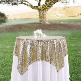 img 3 attached to 🍾 Premium Peomeise Champagne 50x50 Sequin Tablecloth Overlay - Ideal for Wedding and Party Decorations